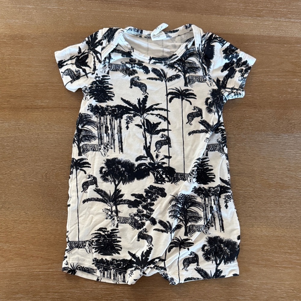 Kate Quinn Monochrome Jungle Print Baby Romper